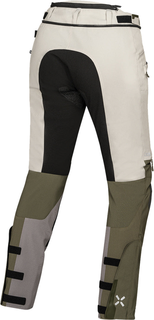 Hellegraue und olivfarbene iXS Damen Venture-Air 1.0 Adventure-Hose mit atmungsaktivem Material und strapazierfähigem Design.