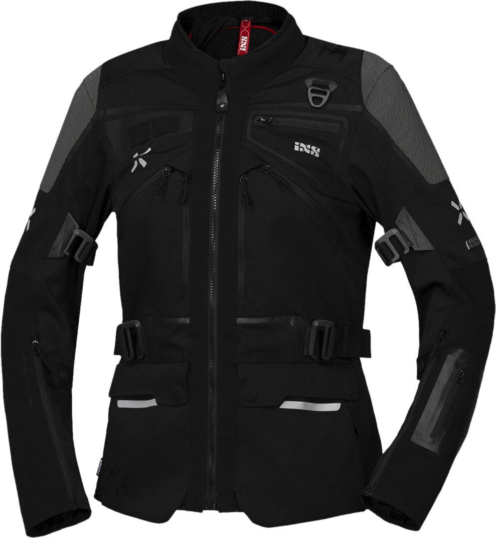 Schwarze Damen Venture-Air 1.0 Jacke von iXS, leichte Adventure-Jacke mit atmungsaktivem Material, perfekt für Outdoor-Aktivitäten.
