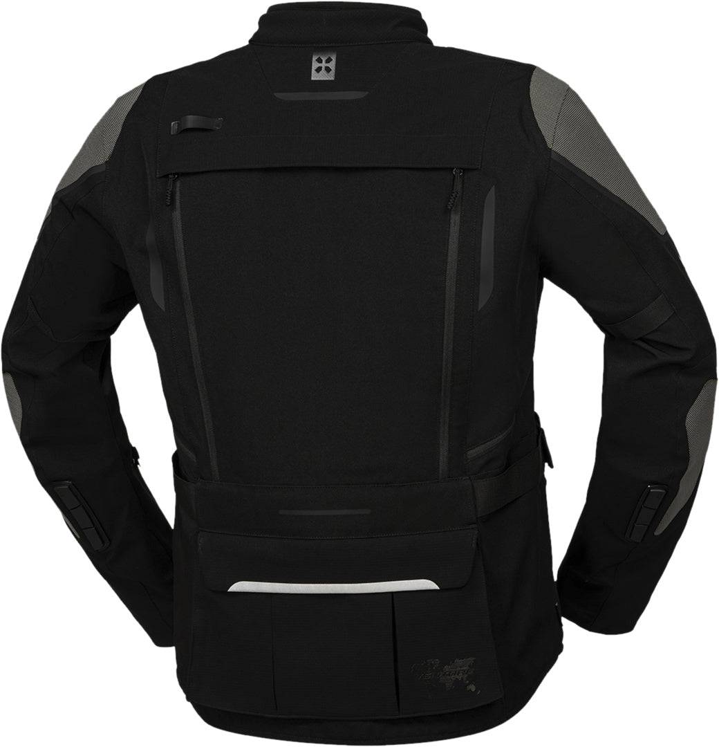 Schwarze iXS Venture-Air 1.0 Adventure-Jacke mit Kapuze und Reißverschlüssen, für Outdoor-Aktivitäten und Schutz bei Wind