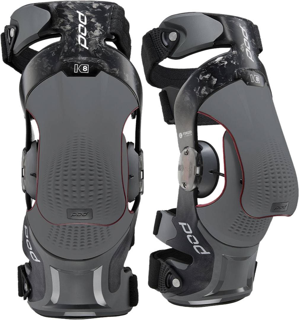 POD K8 3.0 Knieorthese aus Carbon in Grau, stützende Knieorthese für verbesserten Halt und Komfort.