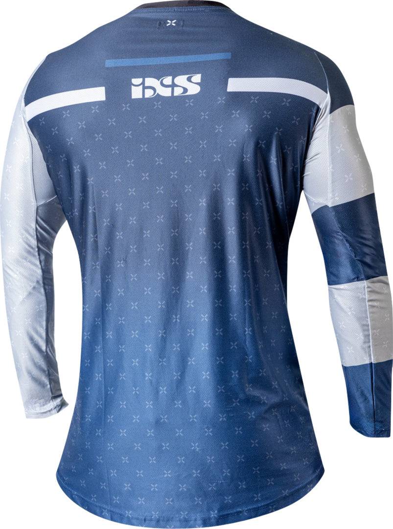 iXS Trigger-MX 1.0 Jersey in Dunkelblau, detaillierte Nahaufnahme des atmungsaktiven MX-Motorradjerseys