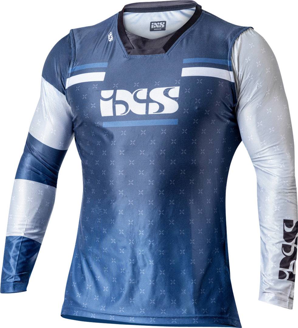 iXS Trigger-MX 1.0 Jersey in Dunkelblau, atmungsaktive MX-Jersey für Motorradsport, zeigt das sportliche Design und Material.