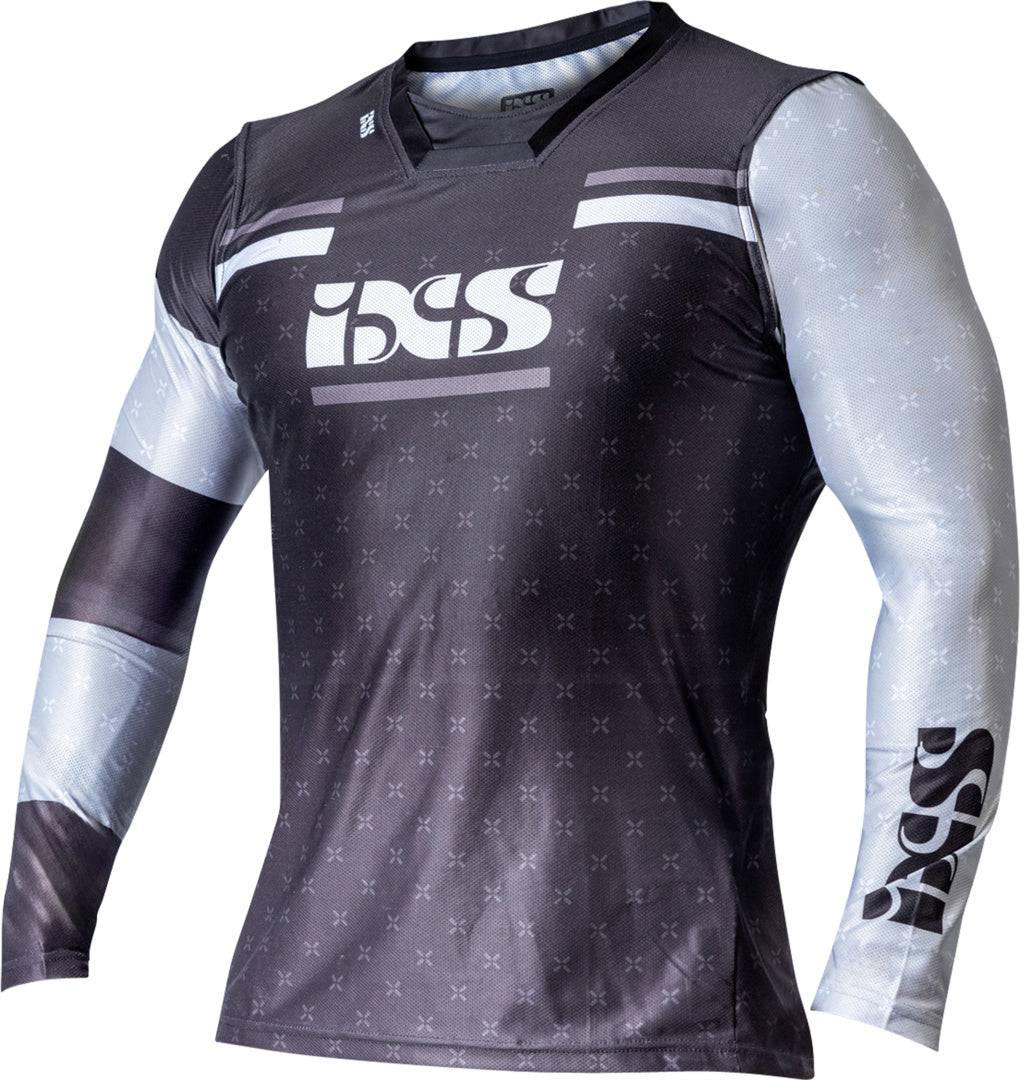 Schwarzes iXS Trigger-MX 1.0 Jersey, MX-Jersey für Motocross, mit atmungsaktivem Material und sportlichem Design.
