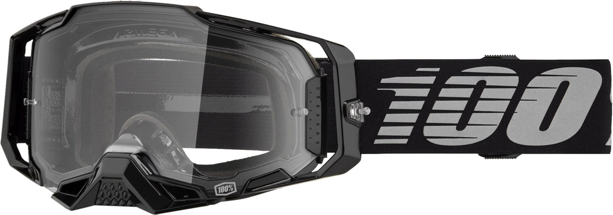 100% Armega Motocrossbrille Black - Clear Lens