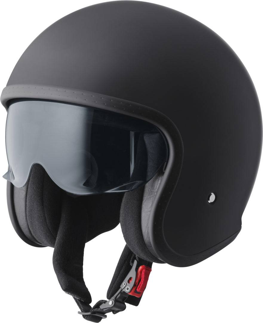 GMS Jethelm Ride in matt schwarz, leichter Motorradhelm mit Visier und komfortabler Passform, ideal für Motorradfahrer