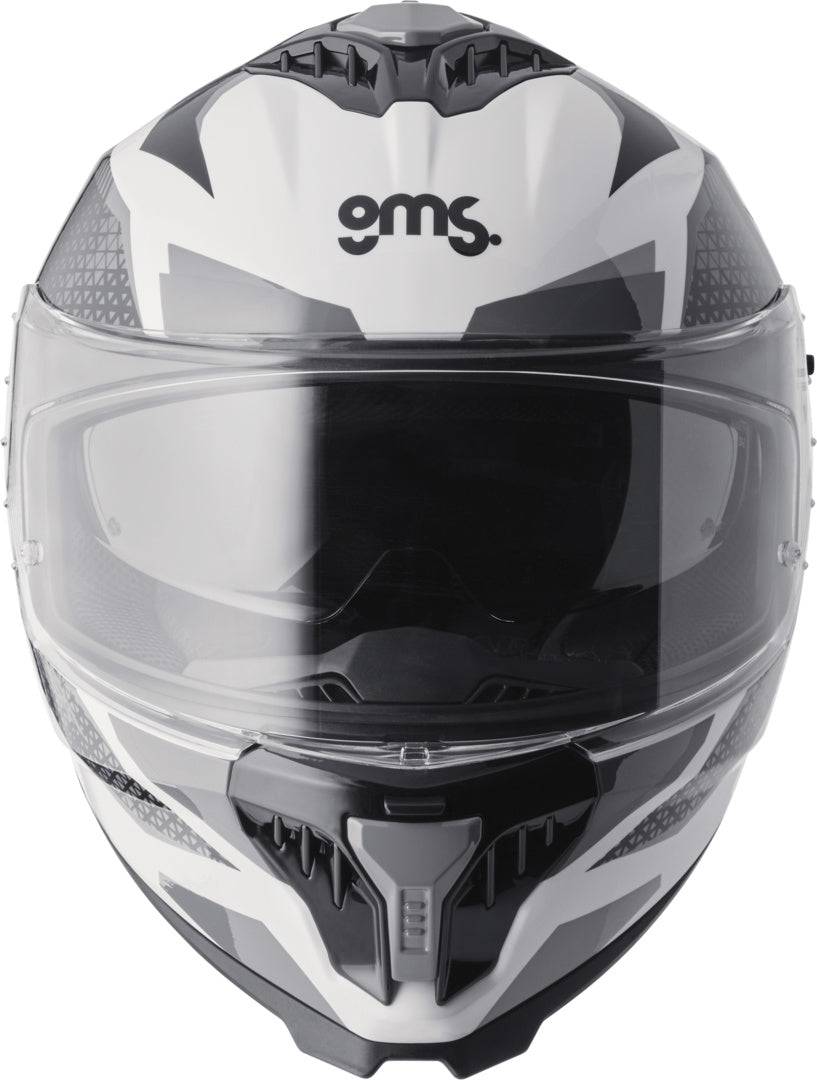 GMS Integralhelm Gelero in Weiß-Grau-Dunkelgrau, moderner Motorradhelm mit Belüftung und stabilem Design, Sichtfeld sichtbar