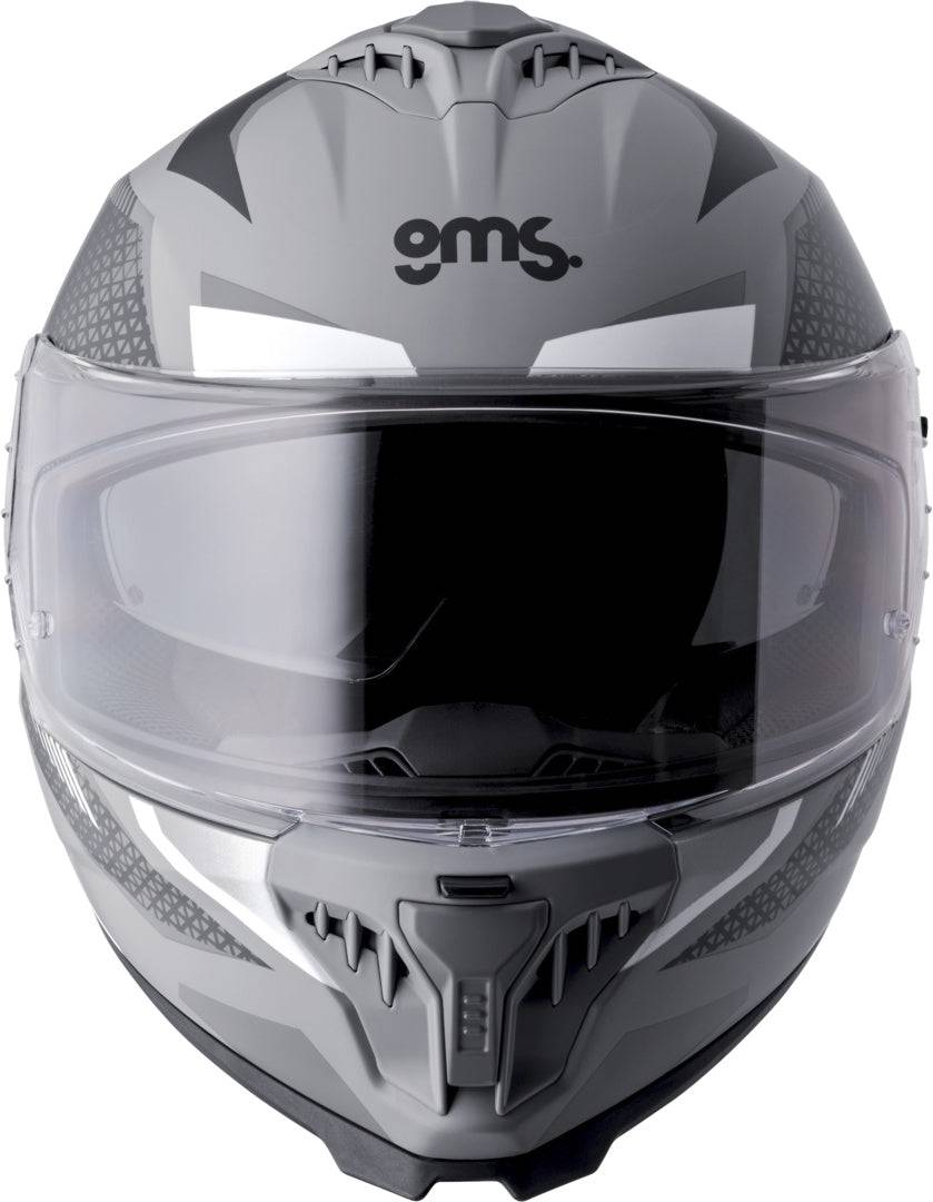 GMS Integralhelm Gelero matt grau, leichter Motorradhelm mit gelbem Visier, stabile Bauweise, für sicheren Fahrkomfort.