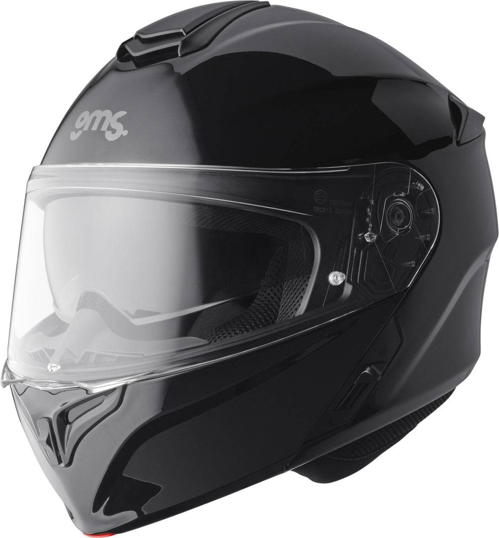 Schwarzer Gms Klapphelm Aperio, Integralhelm mit klappbarem Visier, modernes Design, sichere Passform, für Motorradfahrer