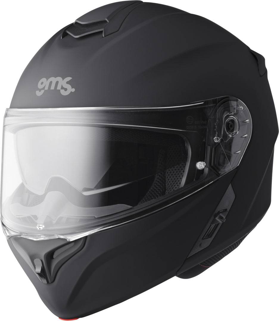 Gms Aperio Klapphelm in schwarzem, mattem Design, Integralhelm mit klappbarer Visierfunktion, für Motorradfahrer