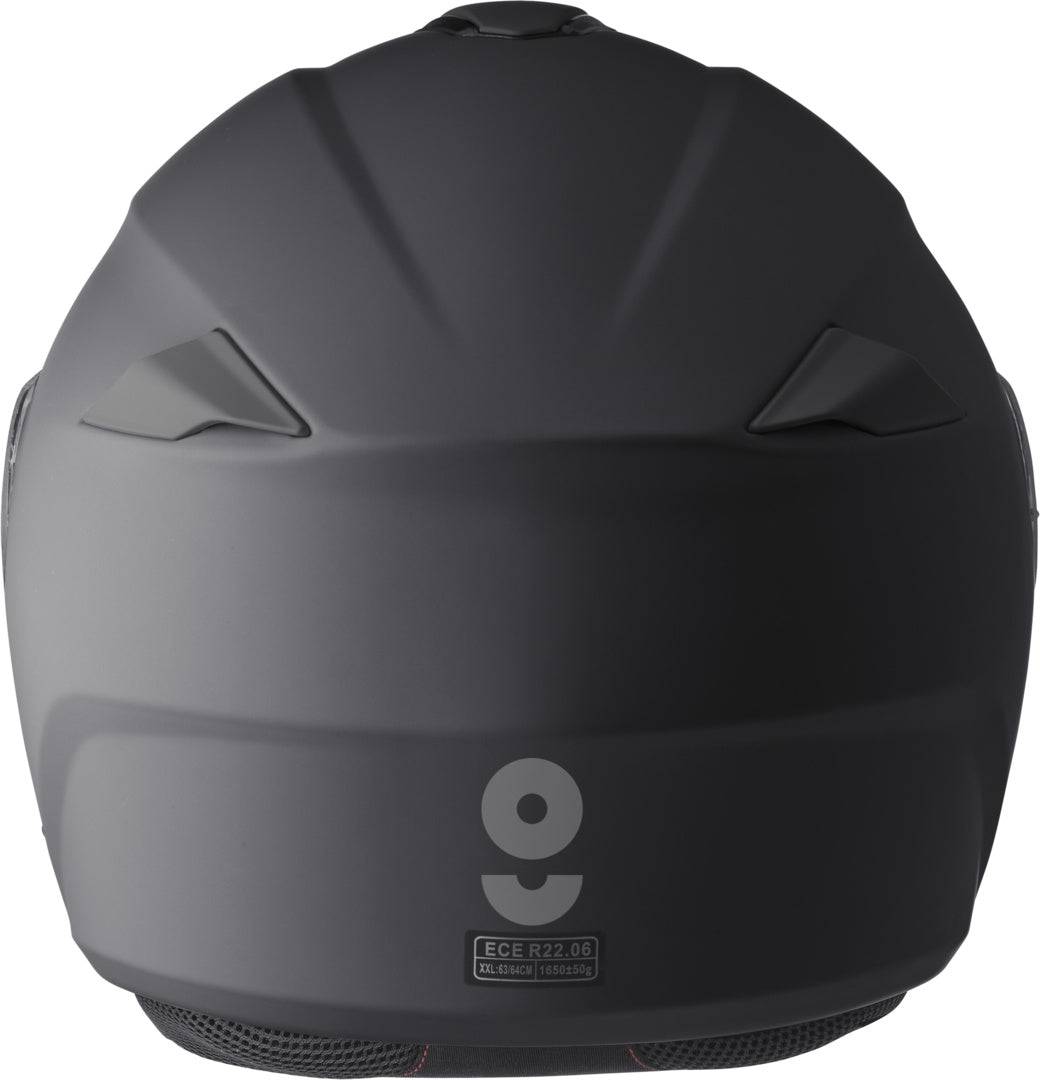 Schwarzer, matter Gms Klapphelm Aperio als Integralhelm mit klappbarem Visier, bequemes Design, Schutz und Komfort.