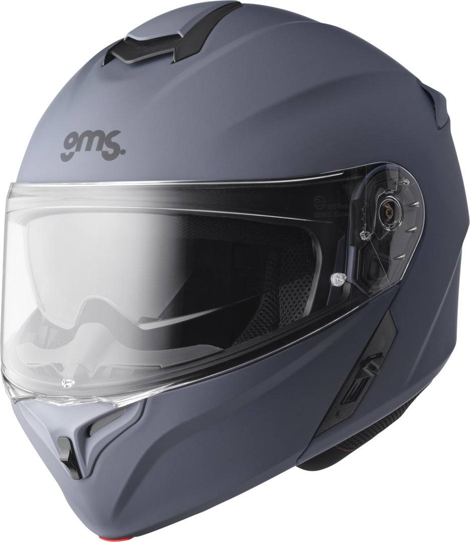 Gms Klapphelm Aperio in mattem Grau, Integralhelm mit klappbarer Visierfunktion, leichter und sicherer Motorradhelm