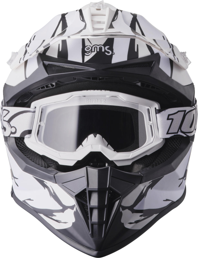 Gms Motocrosshelm Fortis Graffi matt schwarz-weiss
