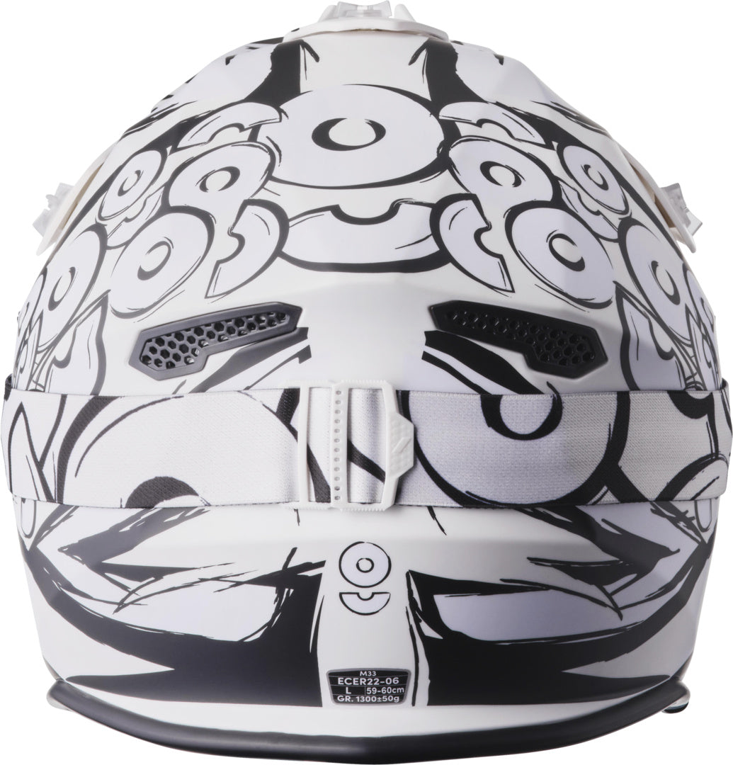 Gms Motocrosshelm Fortis Graffi matt schwarz-weiss