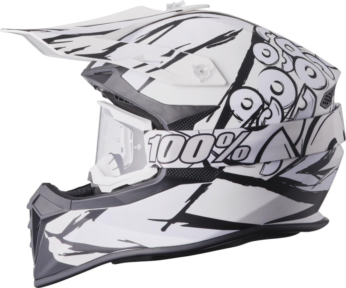 Gms Motocrosshelm Fortis Graffi matt schwarz-weiss