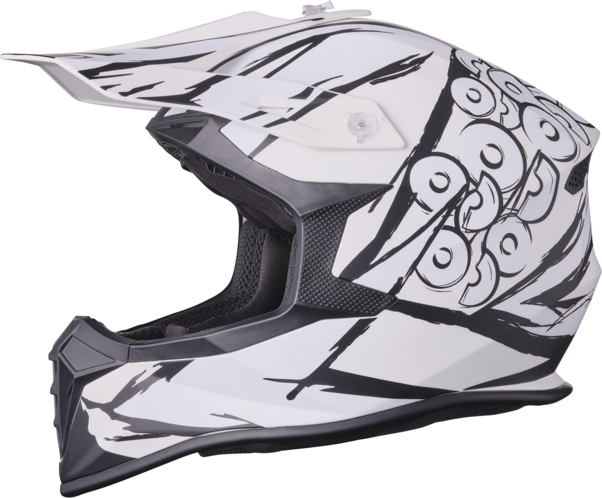 Gms Motocrosshelm Fortis Graffi matt schwarz-weiss