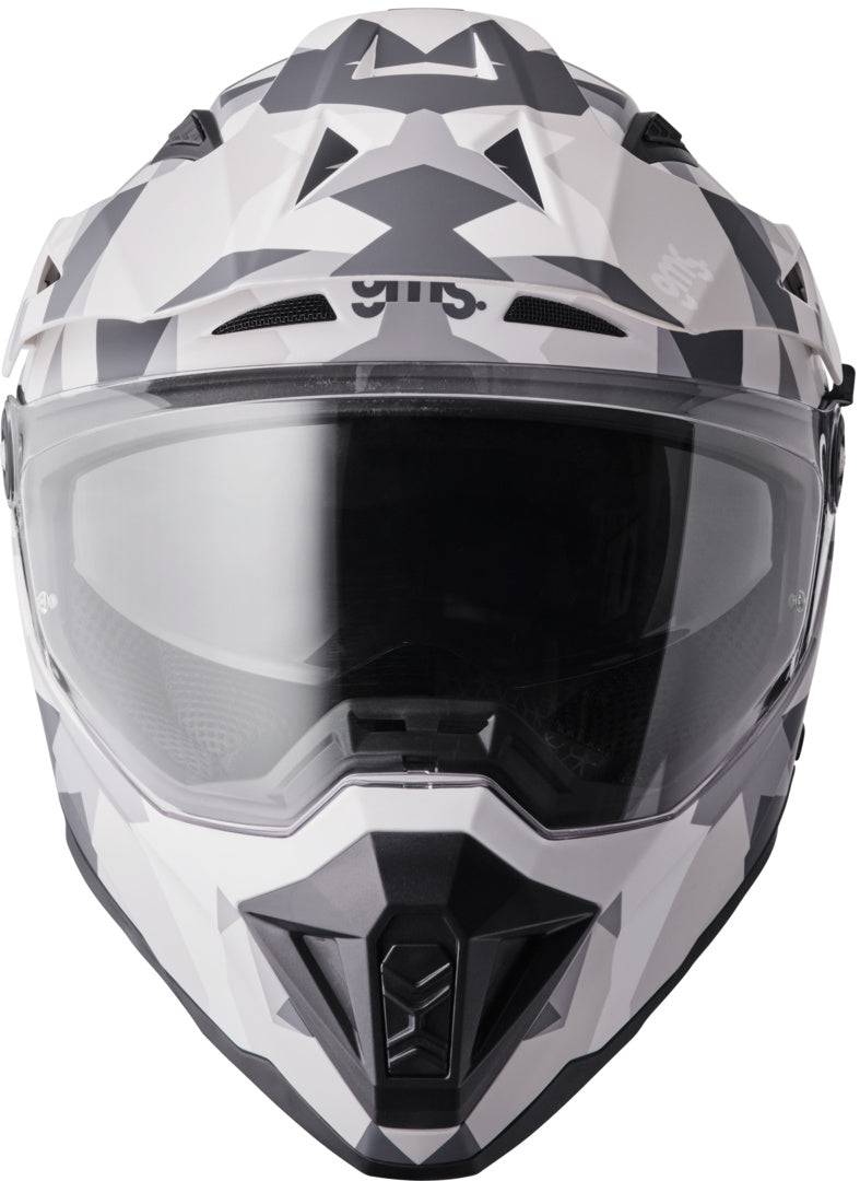 GMS Adventus Camo matt weiß-grau Endurohelm mit Camo-Muster, strapazierfähig und sicher für Mountainbike-Fahrten