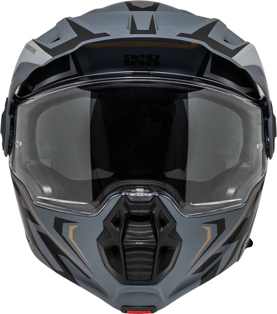 Schwarz matt-gelber iXS Klapphelm Venture 1.0 MIPS mit sichtbarer Klappfunktion und Belüftungsöffnungen