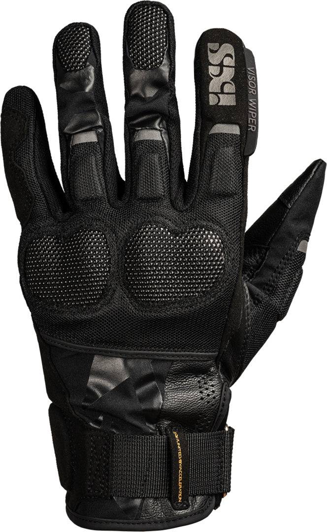 Schwarze iXS Venture-Air 1.0 Handschuhe aus atmungsaktivem Material, mit robustem Design für Fahrrad- oder Motorradsport.