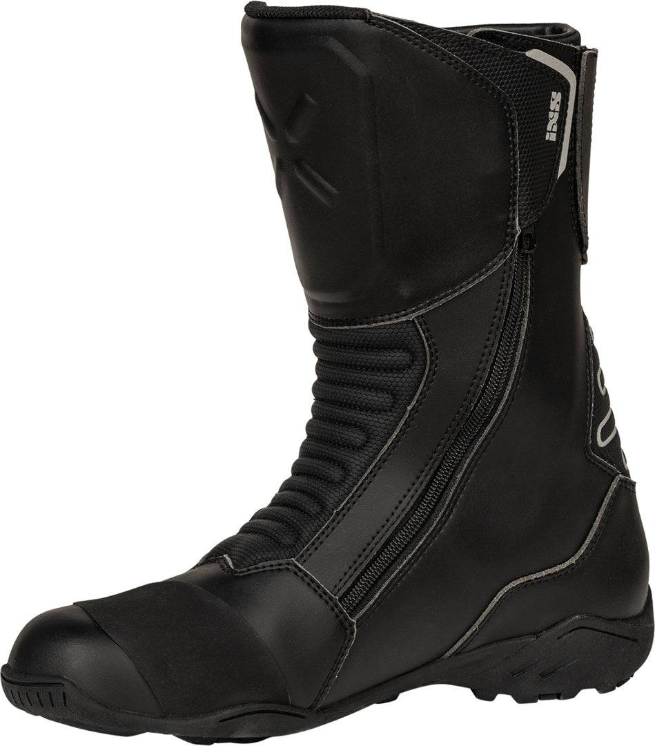 Schwarze iXS Tourster-STX 1.1 Stiefel aus robustem Leder für Wandern und Outdoor-Aktivitäten, mit Schnürung und verstärktem Zehenbereich