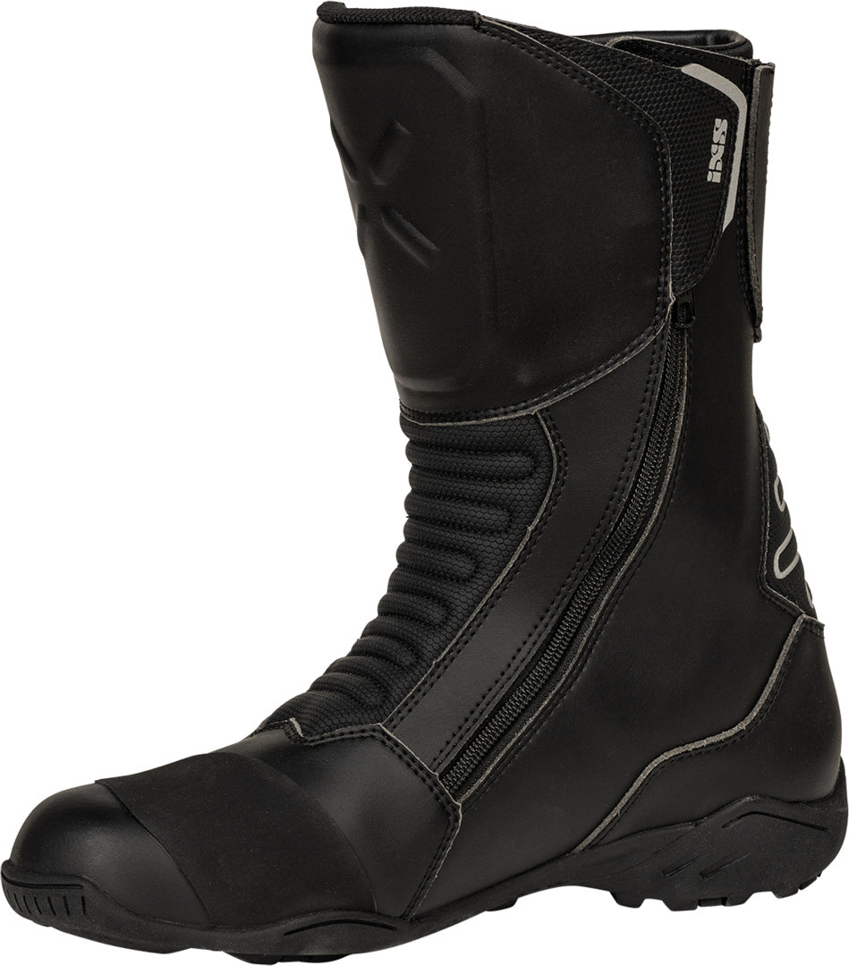 Schwarze iXS Tourster-STX 1.1 Stiefel aus robustem Leder für Wandern und Outdoor-Aktivitäten, mit Schnürung und verstärktem Zehenbereich
