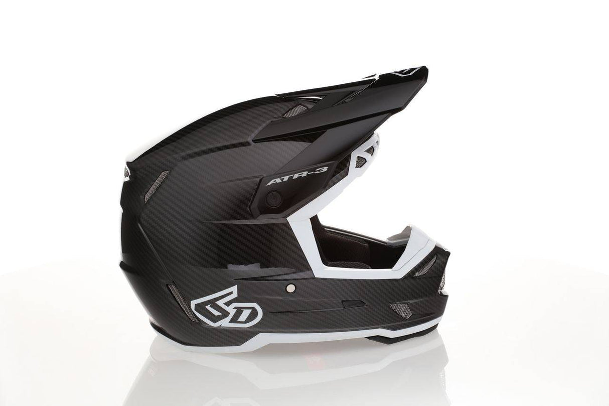Schwarzer und weißer 6D ATR-3 Solid Glanz Motocrosshelm, aerodynamisches Design, komfortabler Schutz, für Offroad-Rennen