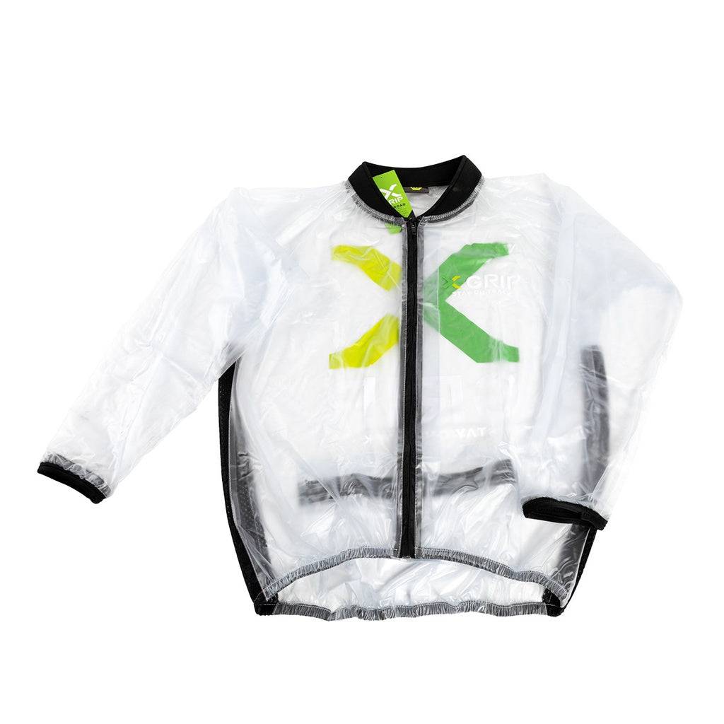 X-GRIP Regenjacke für Freizeit, wasserdichtes Funktionskleidungsstück mit Kapuze in dunkler Farbe, frontale Reißverschlüsse