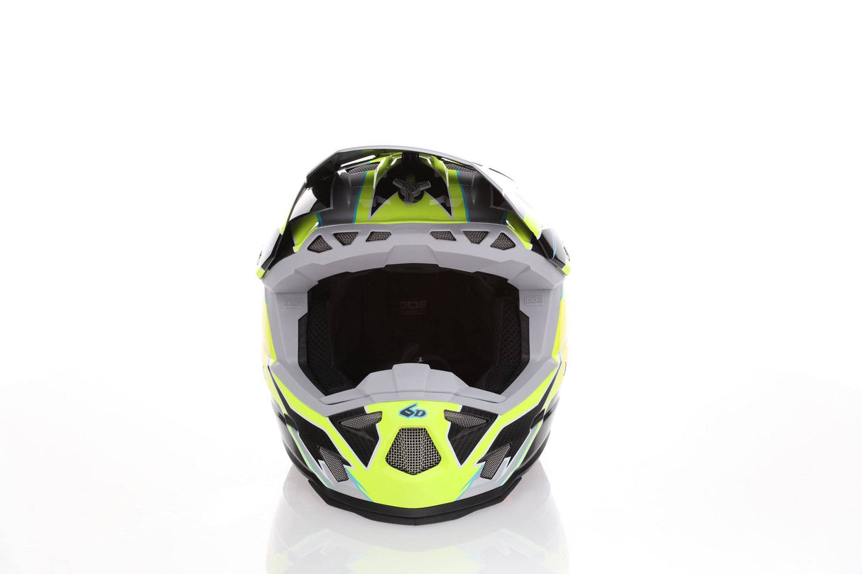 Motocrosshelm 6D ATR-3Y Reflex Graphic glänzendes Neon Gelb mit stylischem Design und Belüftungssystem