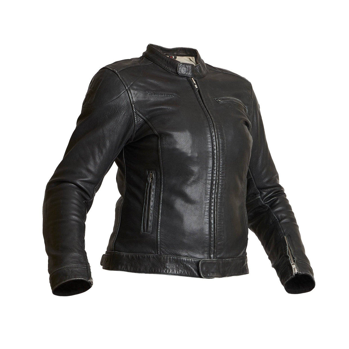 Damen Lederjacke Halvarssons Orsa in Schwarz, klassische Jacken-Design, aus hochwertigem Leder, mit Reißverschluss und Stehkragen
