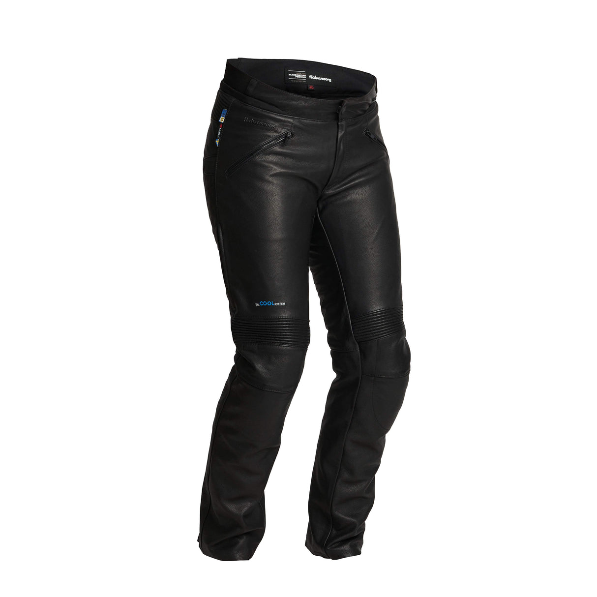 Schwarze Damen Lederhose Velen von Halvarssons, hochwertige Hosen-Touring für Damen, aus Leder mit detailreicher Verarbeitung.