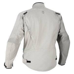 Halvarssons Naren Adventure Motorradjacke in Grau, Rückenansicht, robuste Outdoor-Jacke für Motorradfahrer