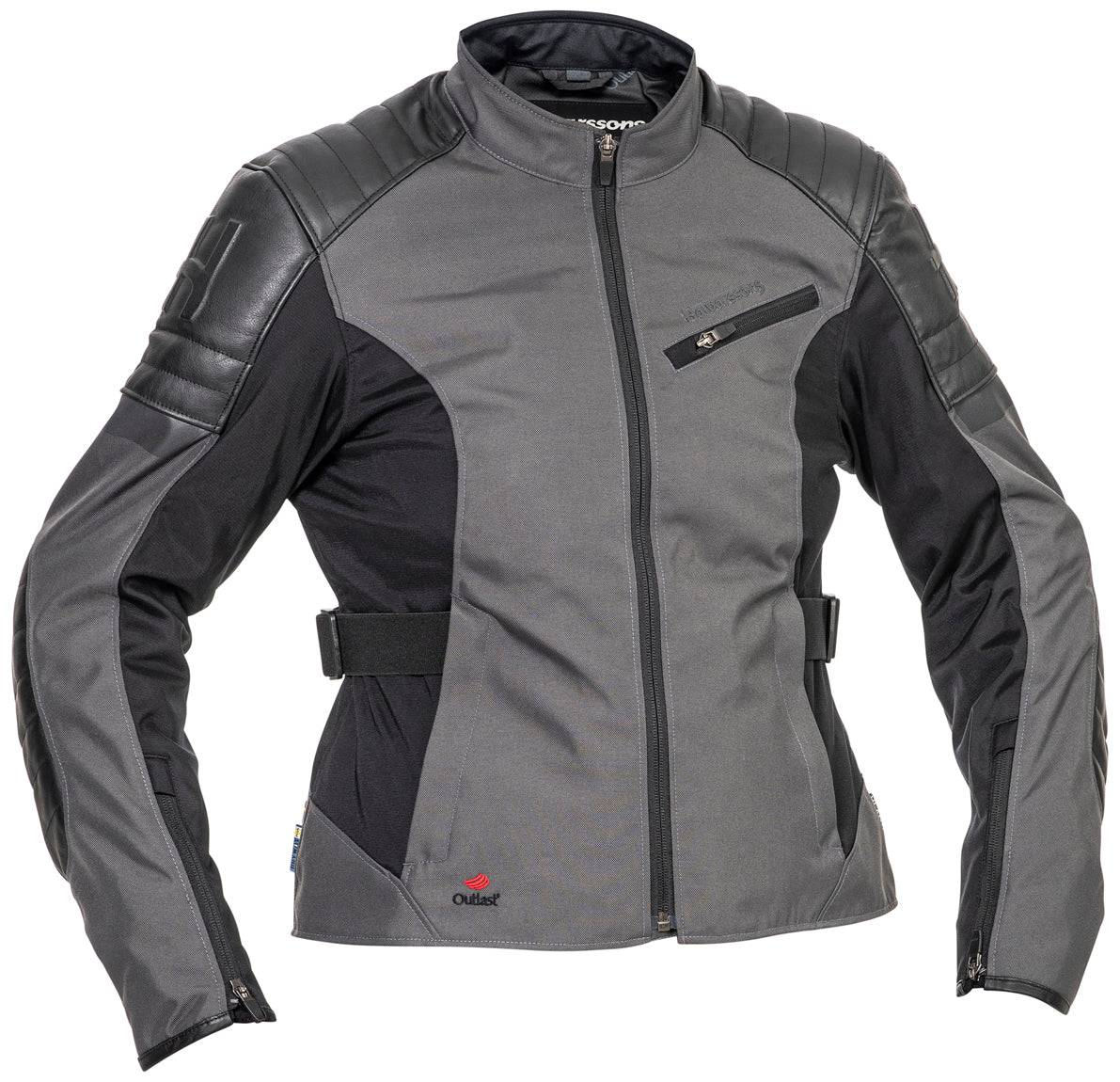 Damen Textiljacke Solberg von Halvarssons in Dunkelgrau und Schwarz, Touring-Jacke mit robustem Material und sportlichem Schnitt