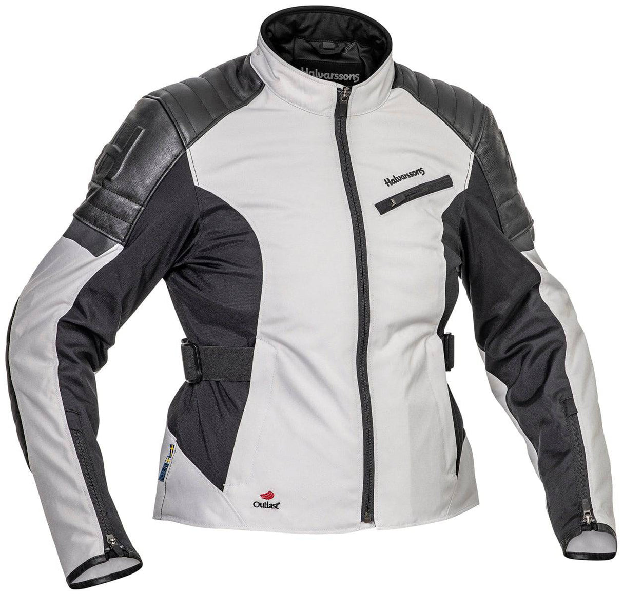 Halvarssons Damen Textiljacke Solberg in Hellgrau und Schwarz, touring Jacke mit wasserabweisendem Material, Frontreißverschluss