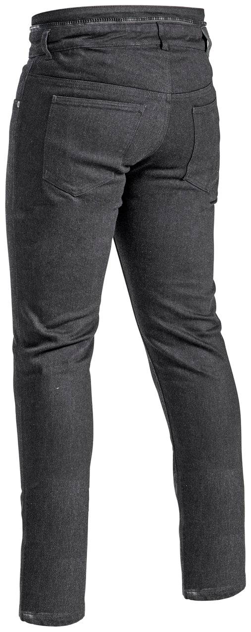 Schwarze Halvarssons Nyberg Motorradjeans Kurz, Touren-Hose mit Schutz, Sichtbar auf dem Bild.