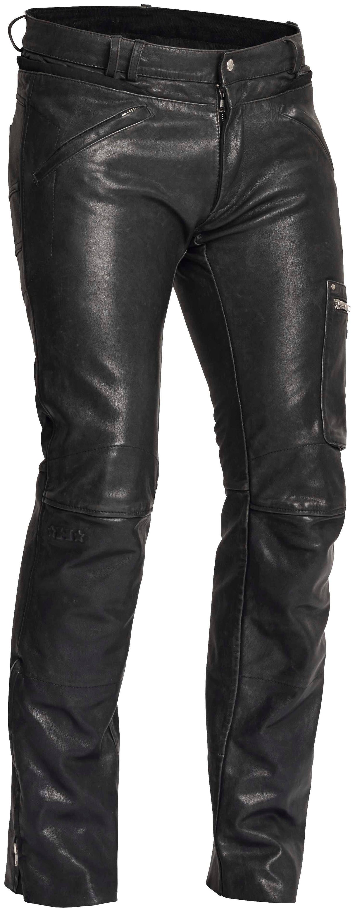 Schwarze Halvarssons Motorrad Lederhose Rider im klassischen Design, mit sichtbaren Nieten und robustem Leder.