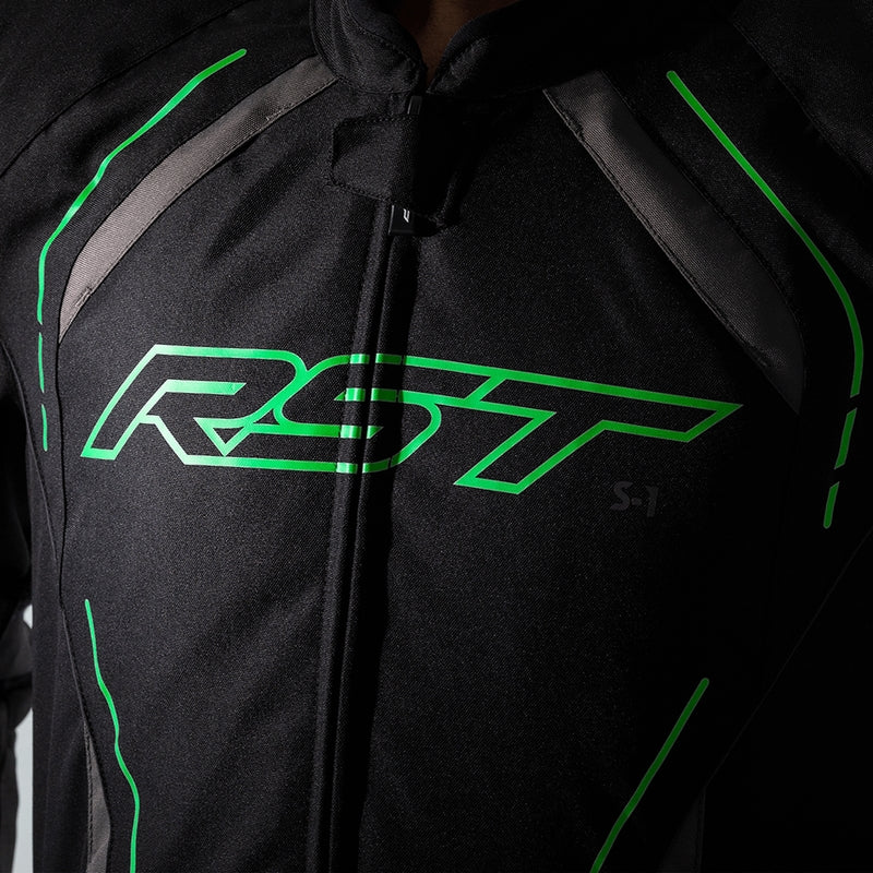 RST S-1 Motorradjacke Textil Schwarz/Grau/Fluo Grün
