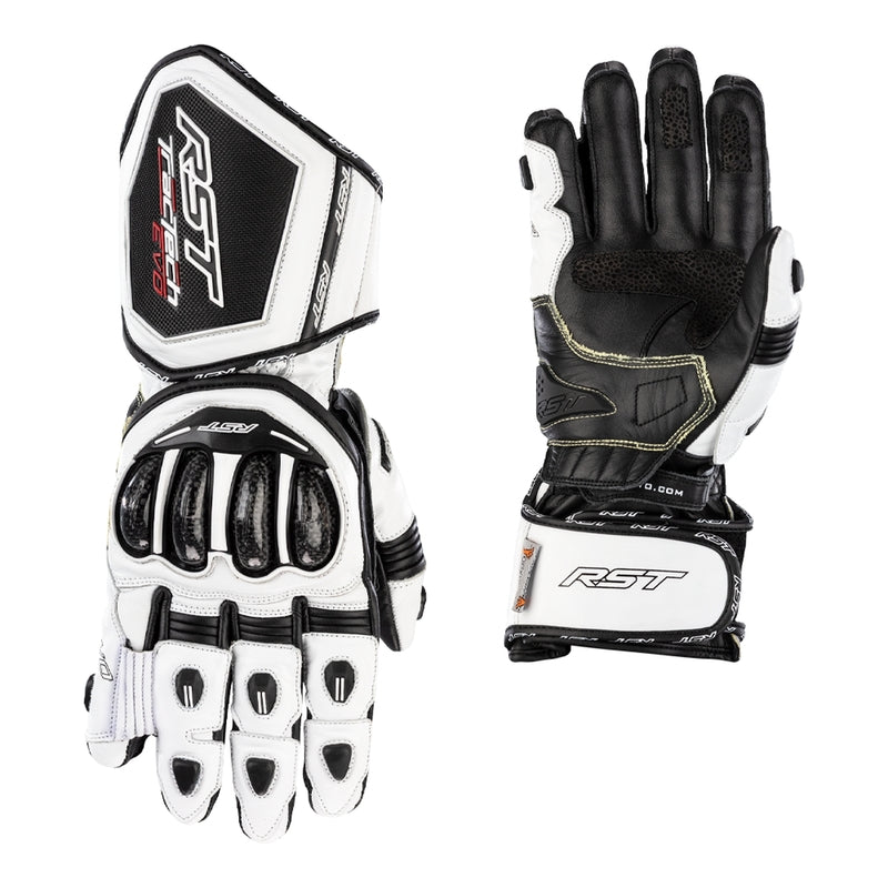 RST TracTech Evo 4 Leder Motorradhandschuhe - Weiß/Schwarz