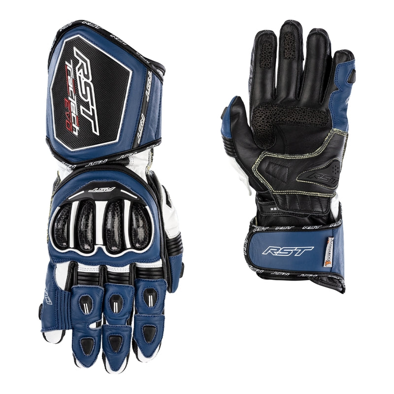 RST TracTech Evo 4 Leder Motorradhandschuhe - Blau/Weiß/Schwarz