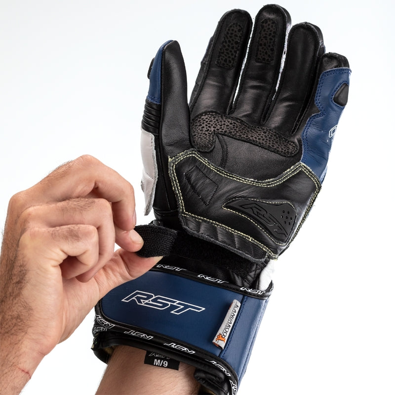 RST TracTech Evo 4 Leder Motorradhandschuhe - Blau/Weiß/Schwarz