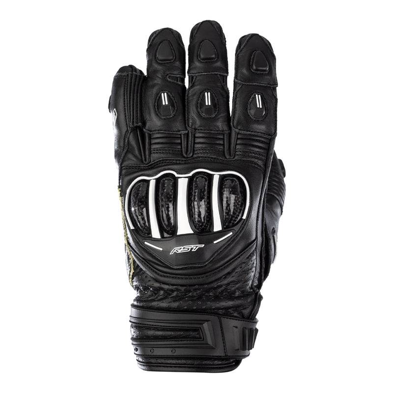 Schwarze RST TracTech Evo 4 Short Leder Motorradhandschuhe, Racing-Handschuhe mit Protektoren, für sicheren Motorradsport.