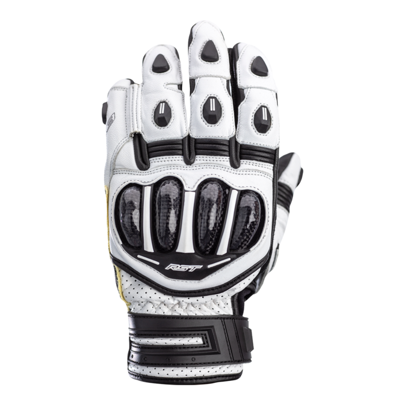 RST TracTech Evo 4 Short Leder Motorradhandschuhe Weiß/Schwarz