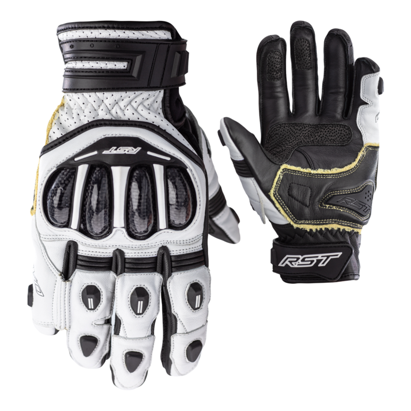 RST TracTech Evo 4 Short Leder Motorradhandschuhe Weiß/Schwarz