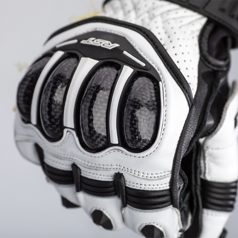 RST TracTech Evo 4 Short Leder Motorradhandschuhe Weiß/Schwarz