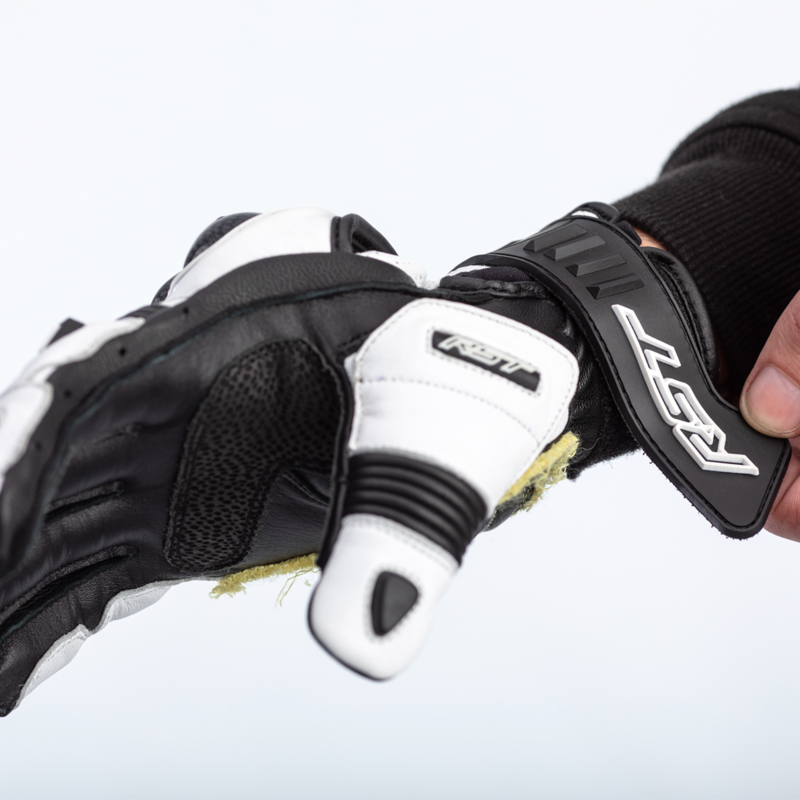 RST TracTech Evo 4 Short Leder Motorradhandschuhe Weiß/Schwarz
