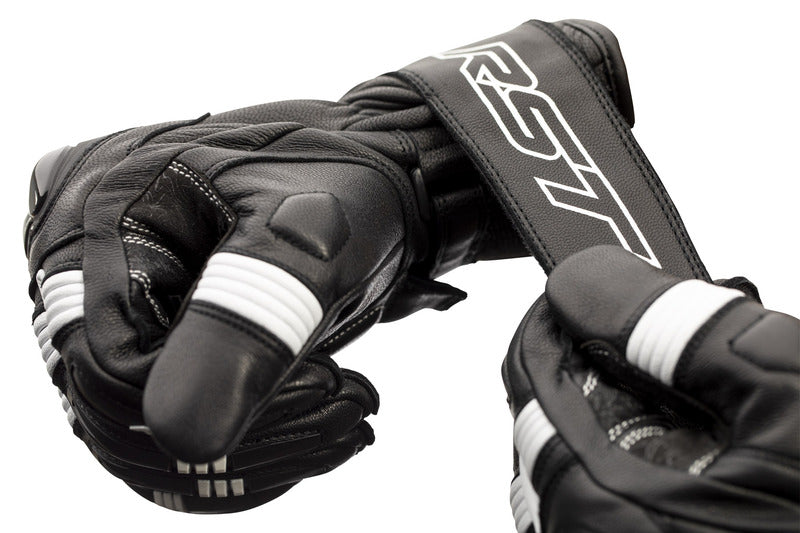 RST Pilot CE Leder Motorradhandschuhe Schwarz/Weiss