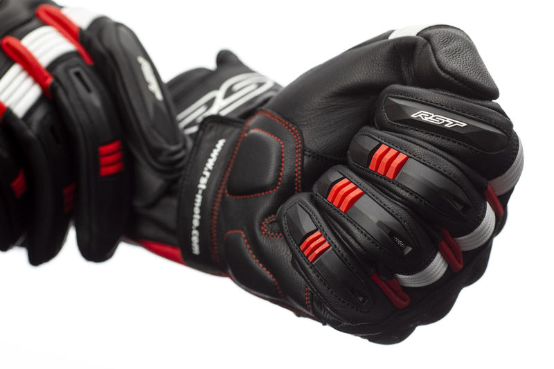 RST Pilot CE Leder Motorradhandschuhe Schwarz/Rot/Weiss