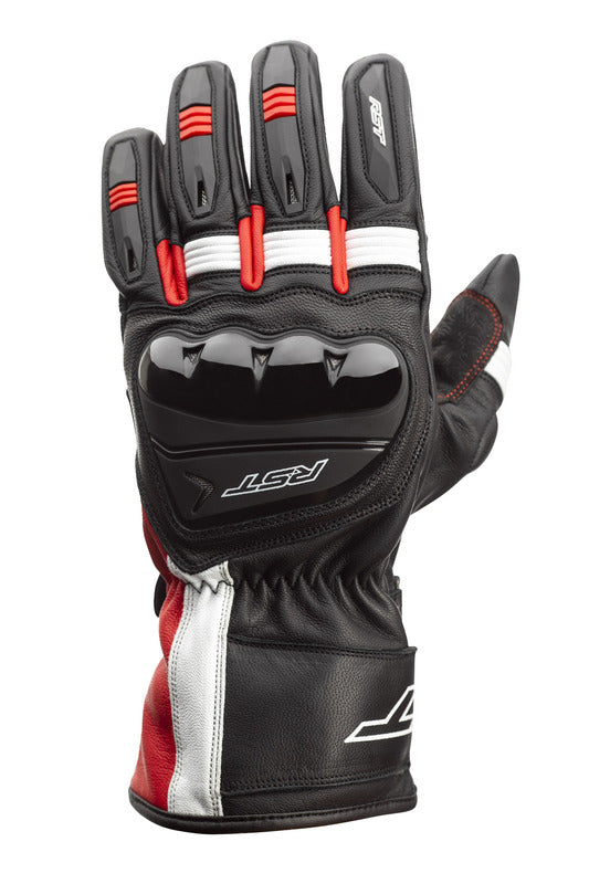 RST Pilot CE Leder Motorradhandschuhe Schwarz/Rot/Weiss