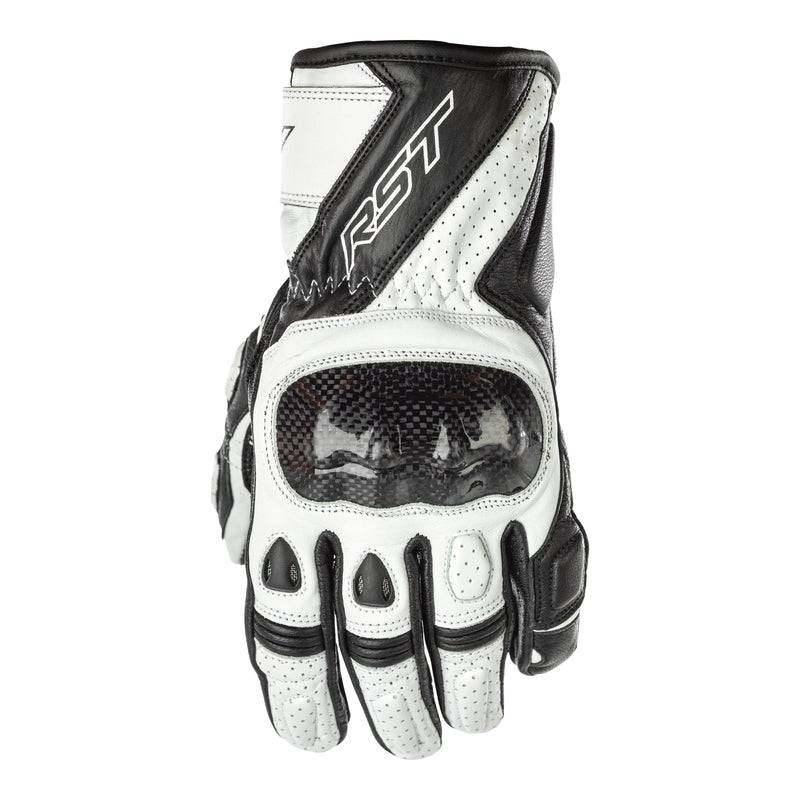 Weiße Damen Motorradhandschuhe RST Stunt 3 CE mit robustem Design und Schutz für sicheren Motorradausflug.