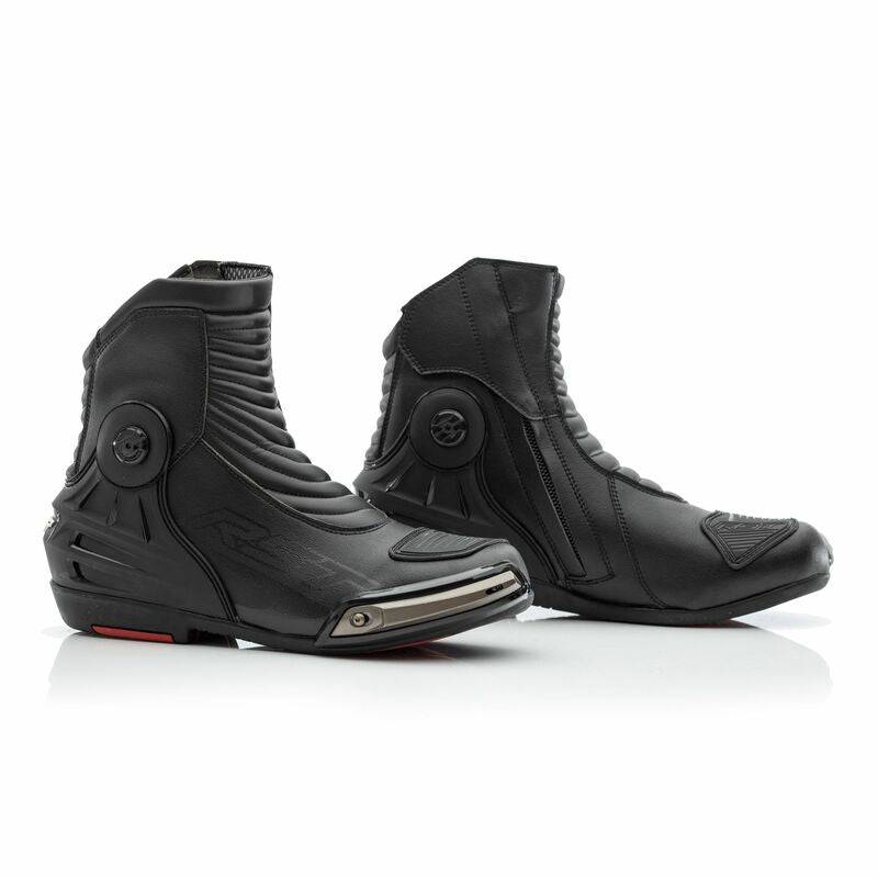 Schwarze RST Tractech Evo III Touren-Motorradstiefel, wasserdicht und CE-zertifiziert, mit robustem Design und Schnallenverschluss