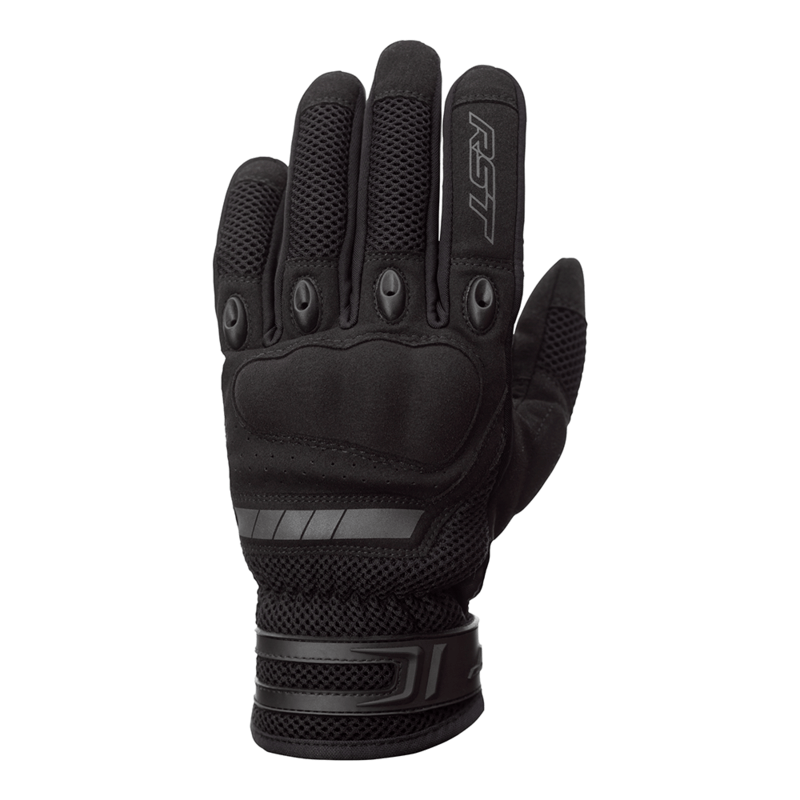 Schwarze RST Ventilator-X CE Motorradhandschuhe aus Leder mit Protektoren und atmungsaktivem Design, für sicheren Fahrkomfort.