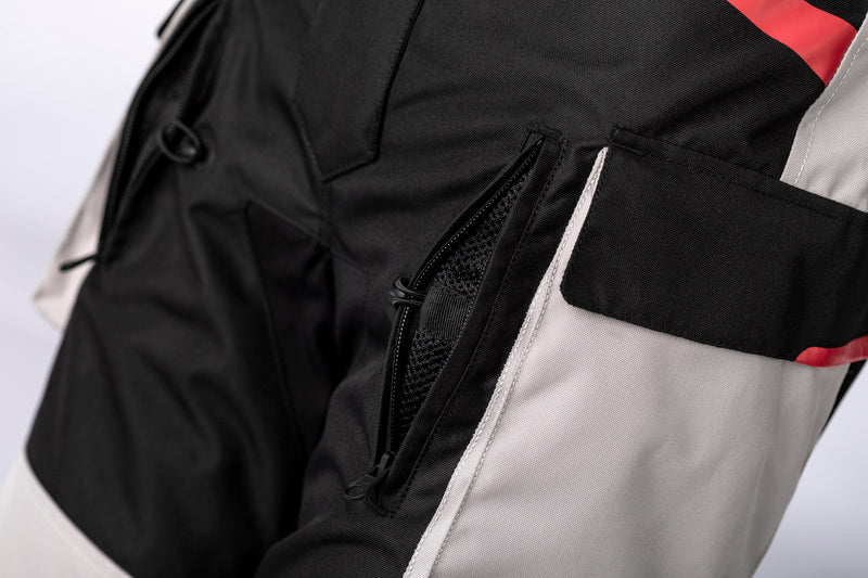 RST Endurance CE Textil-Motorradhose - Schwarz/Silber/Rot Kurze Motorradhosenbeine